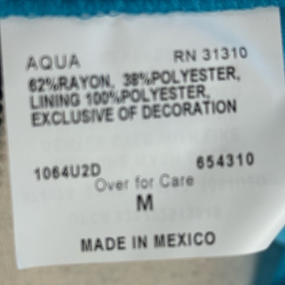 BCX Sleeveless Lace Front Halter Blouse - Aqua Blue - size Medium - Picture 6 of 8